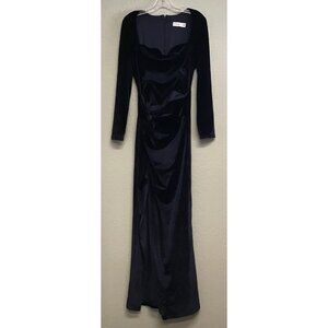 Club L London Blue Velvet Maxi Dress Size 8 Mother Of Bride Fancy Holiday